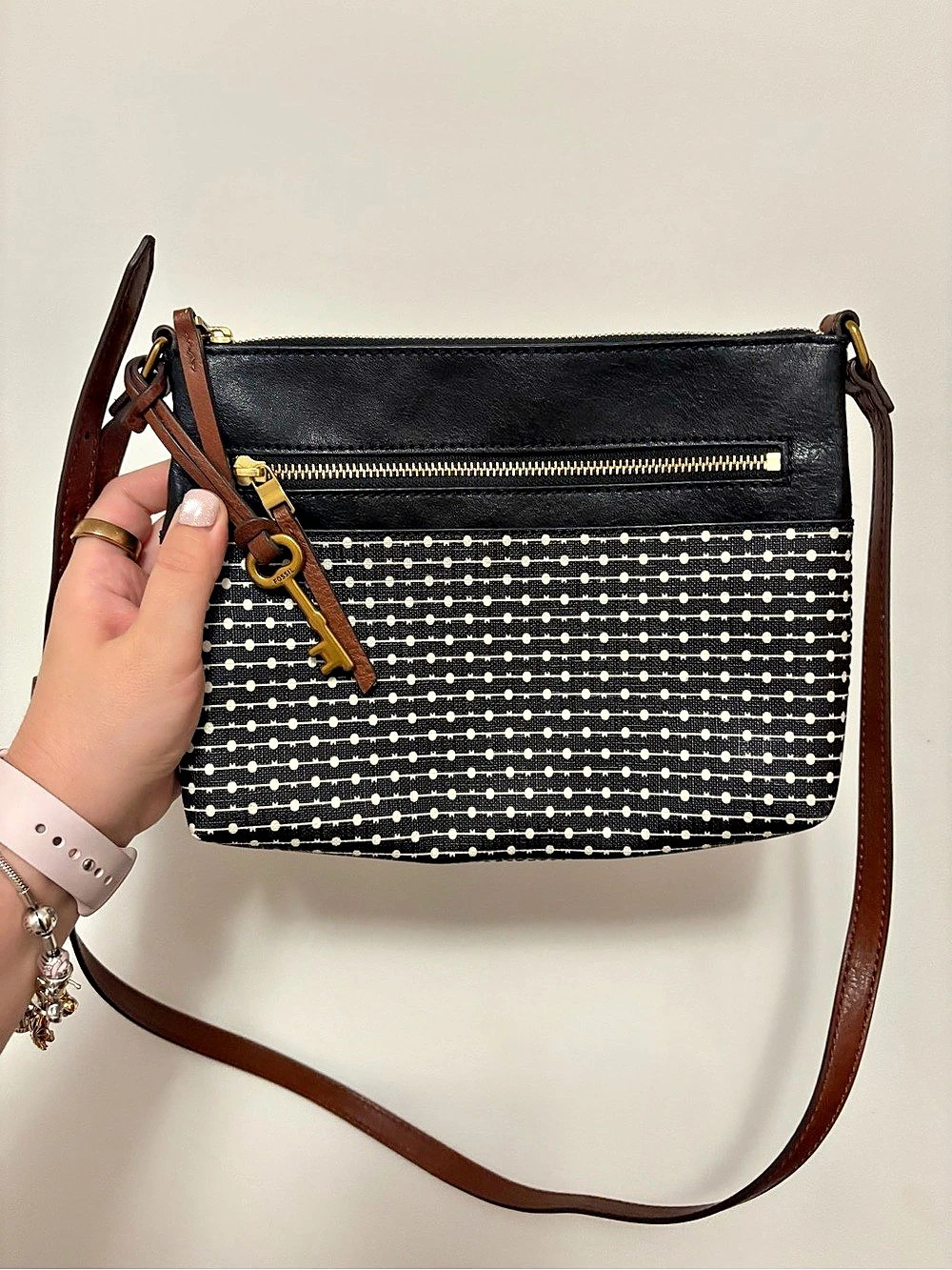 Fossil Black & Brown Crossbody Bag